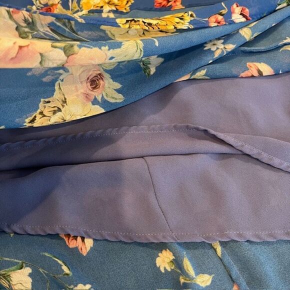 Slate & Willow Blue‎ Floral Chiffon Tiered Ruffle Maxi Dress Women's Size 0 - Picture 7 of 11